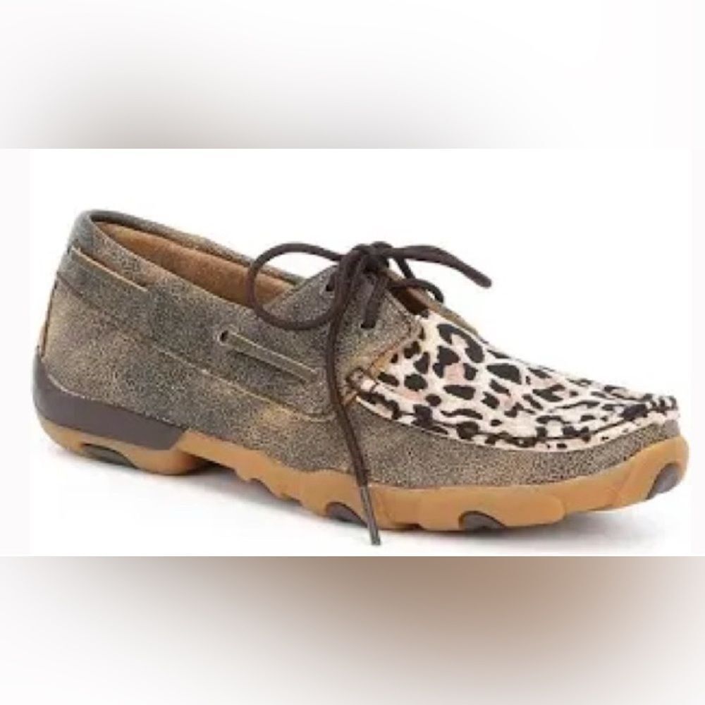 Twisted X cheetah print driving Mocs leather animal print women’s size 8.5 M